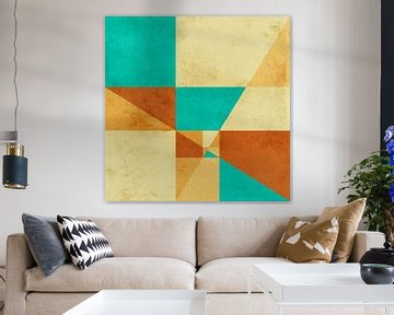 Composition abstraite géométrique en beige, marron et turquoise sur Western Exposure