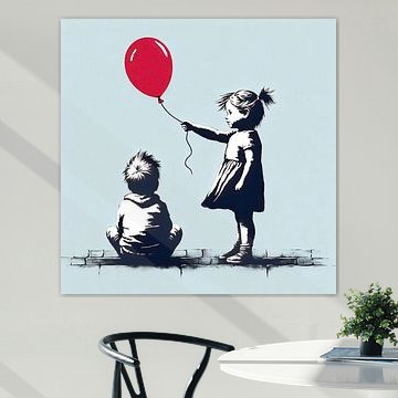 Mädchen und Junge mit Luftballon