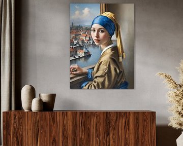 The girl with the pearl earring inspired by Johannes Vermeer by Jolique Arte