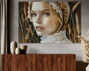 Kunstporträt "Zeeland Mädchen in modernem Stil" von Carla Van Iersel