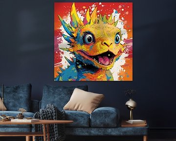 Pop Art Gekke Baby Draak van Karina Brouwer