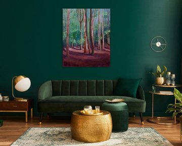 Roze bomen in Cronebos. Hilversum. 50x60cm.