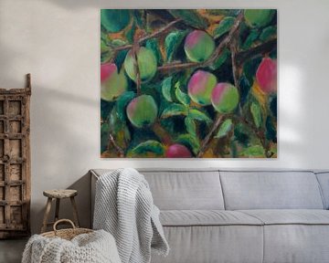Complementaire appels aan de boom. 50x60cm.