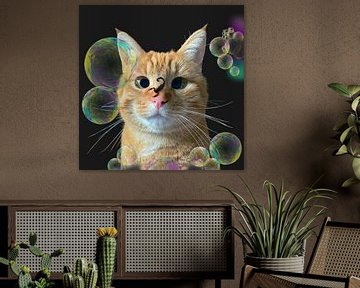 Angstige kat met schorpioen op neus van Artmotifs Eve