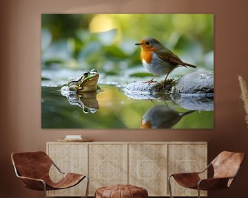 Robin & frog by Skyfall