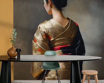 De mysterieuze Japanse vrouw in kimono van Jolique Arte