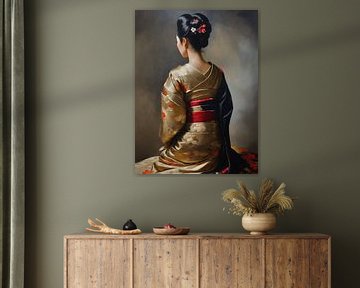 De mysterieuze Japanse vrouw in kimono van Jolique Artista