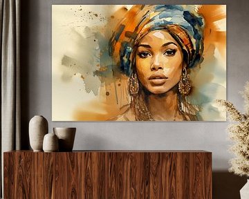 Afrikaanse schoonheid vrouw kunst geschilderd van Animaflora PicsStock