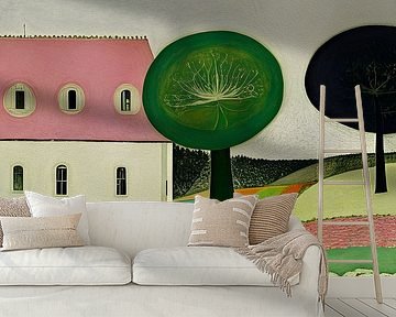 House with the pink roof by Artclaud