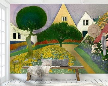 Village with the yellow house by Artclaud