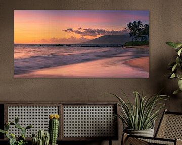 Sonnenuntergang am Strand von Poolenalena, Maui, Hawaii von Henk Meijer Photography