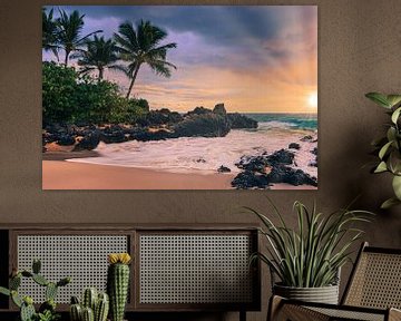 Sonnenuntergang am Secret Beach, Maui, Hawaii von Henk Meijer Photography