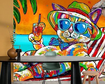 Beach Cat nap by Happy Paintings / Renata Rolefes