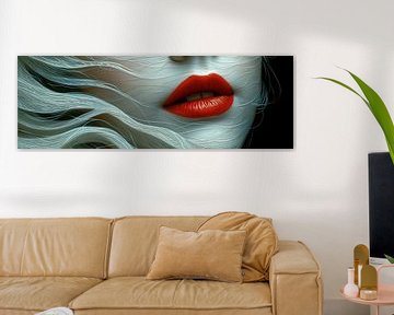 Portrait Red Lips | Crimson Whisper sur Kunst Kriebels