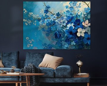Blaue Blumenmalerei | Bloom von Blikvanger Schilderijen