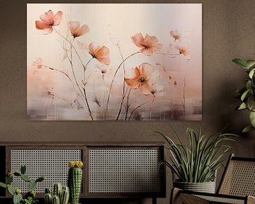 Bloemen Pastel Kunst | Bloemen van Abstract Schilderij