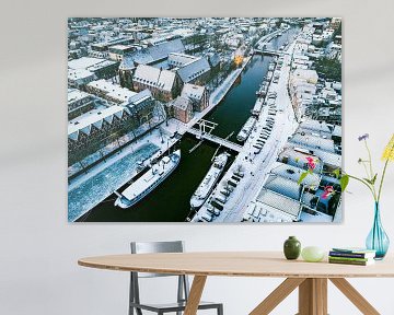 Zwolle snowy Thorbeckegracht during a cold winter morning by Sjoerd van der Wal Photography