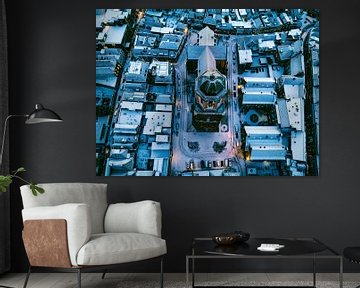 Tour de l'église Peperbus de Zwolle lors d'un lever de soleil hivernal froid sur Sjoerd van der Wal Photographie