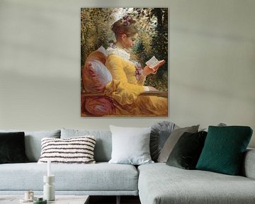 Reading girl, Jean-Honoré Fragonard - in Renoir's forest by Digital Art Studio