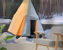 Voorbeeld van het werk in een kamer