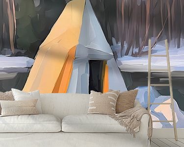 Voorbeeld van het werk in een kamer