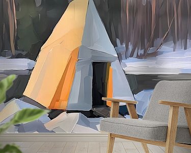 Voorbeeld van het werk in een kamer