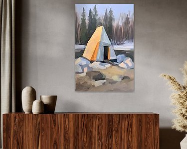 Voorbeeld van het werk in een kamer