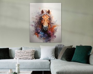 peinture à l'aquarelle d'une tête de cheval dure sur Margriet Hulsker