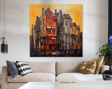 Amsterdamse huis rood abstract van The Xclusive Art