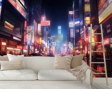 Tokyo in de nacht van TheXclusive Art