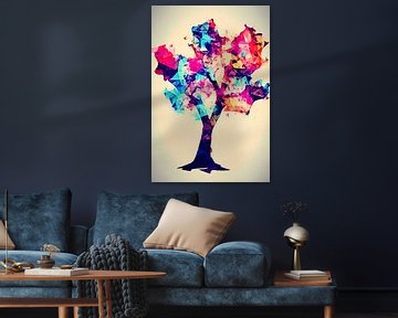 Arbre abstrait coloré sur De Muurdecoratie