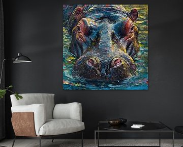 Peinture de l'hippopotame sur Caprices d'Art