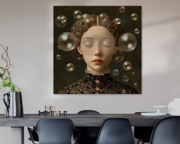 Surrealistisch Vrouwenportret | Orb Dreamscape van Kunst Kriebels