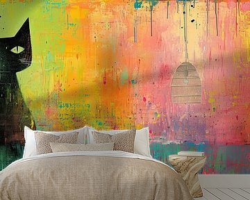 Abstract Colourful Cat
