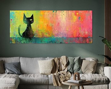 Abstract Colourful Cat by Wonderful Art