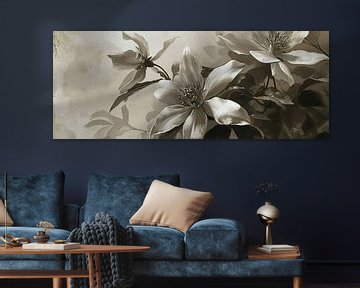 Flower Art | Monochrome Floral Splendour by Blikvanger Schilderijen