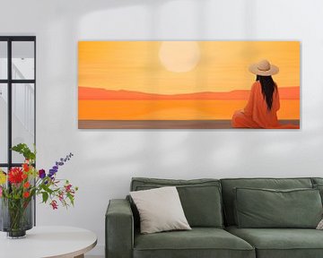 Sunset Silhouette Art van Abstract Schilderij