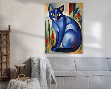 Kattenkunst in de stijl van Franz Marc (Nr.1) van Vincent the Cat