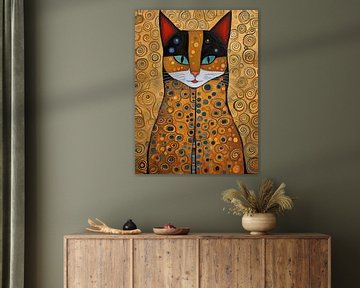 Kattenkunst in de stijl van Gustav Klimt (Nr.1) van Vincent the Cat