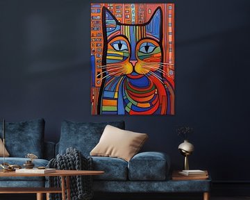 Cat Art in the Style of Hundertwasser (No.1) by Vincent the Cat