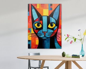 Pablo de kat - Een kattenportret in de stijl van Picasso van Vincent the Cat