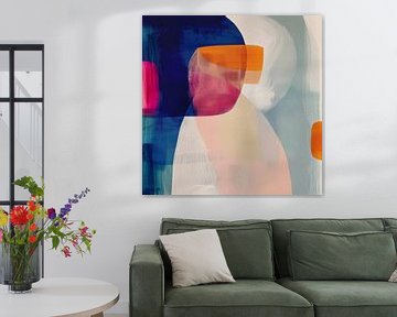 Modern abstract in zowel warme als pastelkleuren van Studio Allee