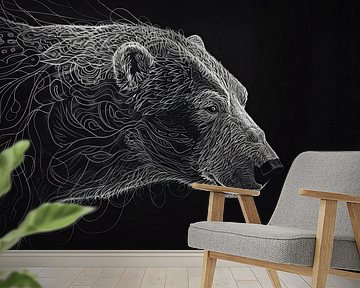 Painting Bear Black-and-white by Art Whims