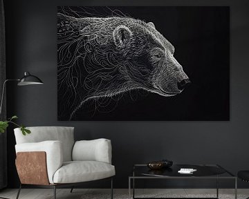 Peinture d'un ours en noir et blanc sur Kunst Kriebels
