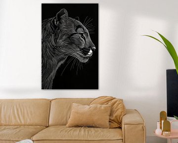 Malerei Minimalist Panther von Kunst Kriebels