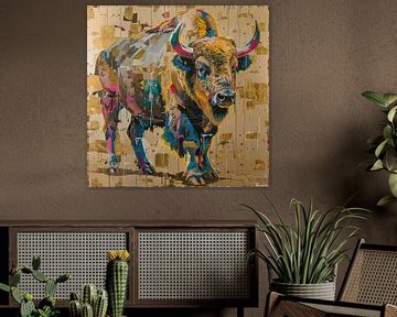 Bunte Bisons malen von Kunst Kriebels