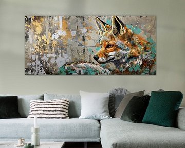 Schilderij Vos Kleurrijk van Kunst Kriebels