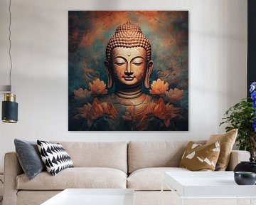 Buddha in Blumen hellen Farben von The Xclusive Art