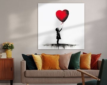Meisje met ballon(hart) artistiek van The Exclusive Painting