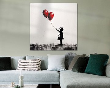 Meisje met 2 ballonnen artistiek van The Exclusive Painting